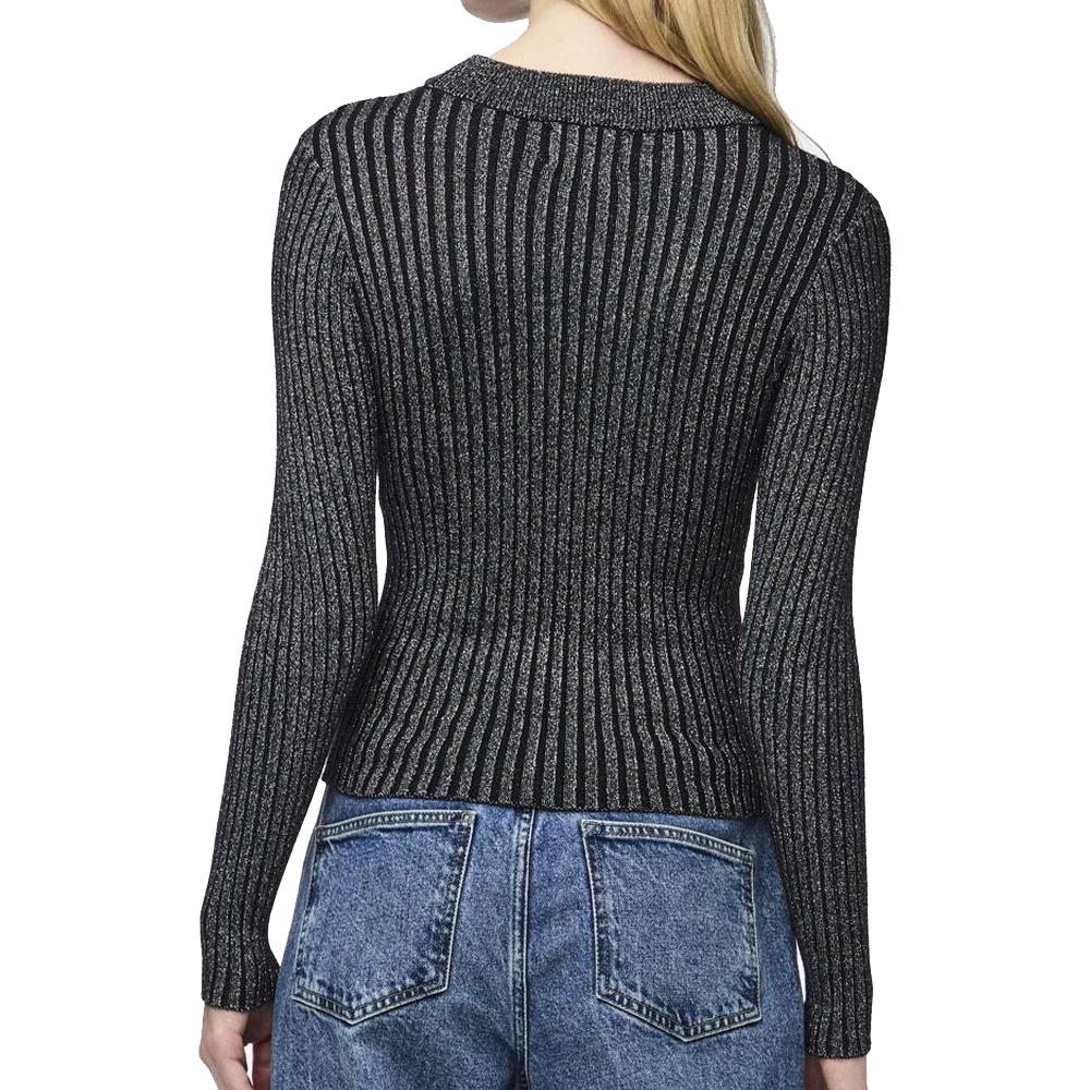 Pull Gris Brillant Femme Pieces Crista vue 2