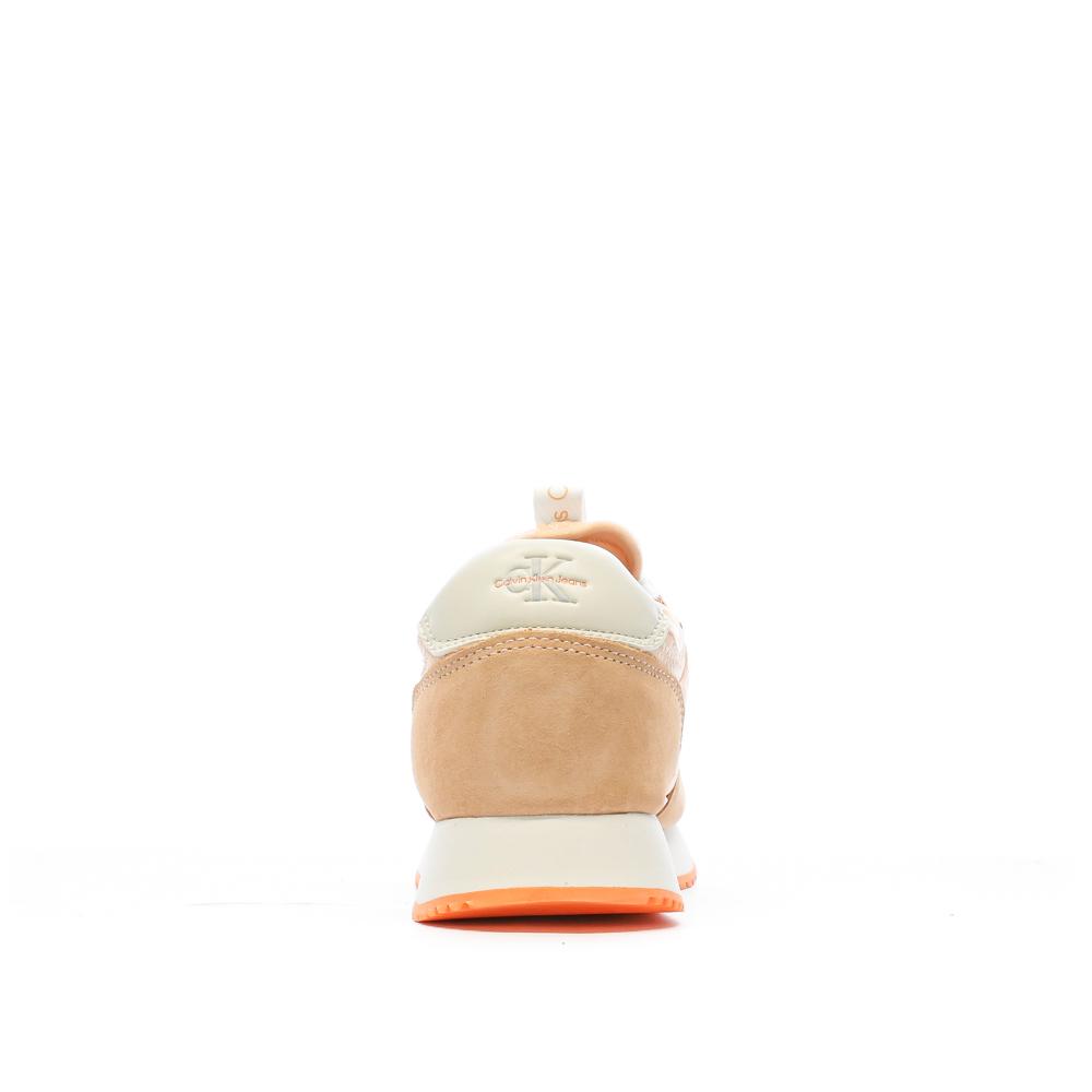Baskets Orange/Beige Femme Calvin Klein Jeans Runner Sock vue 3