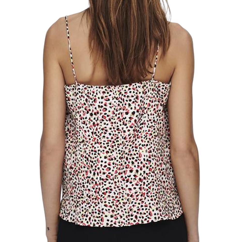 Débardeur Blanc/Rouge Femme Only Plisse Singlet vue 2