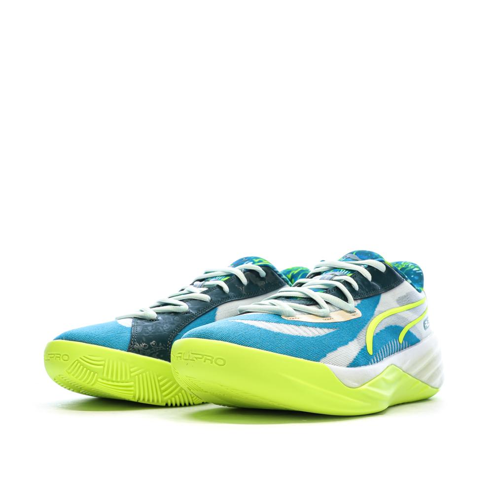 Chaussures de basketball Bleu/Verte Homme Puma All-pro Nitro vue 6