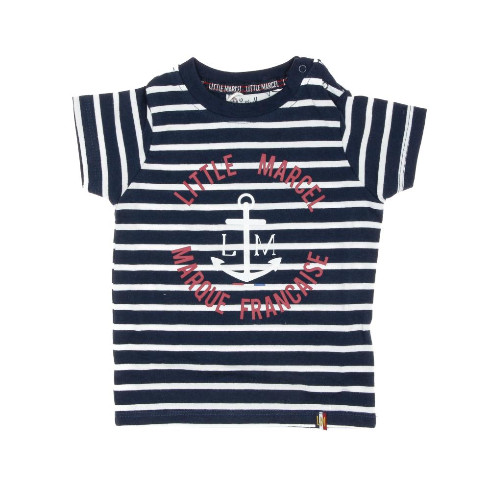 T-shirt Blanc/Marine Garçon Little Marcel LMEV0020 pas cher