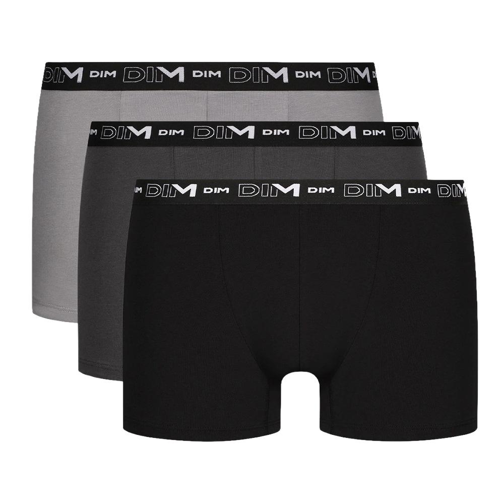 X3 Boxers Noir/Gris Homme Dim Coton Stretch pas cher