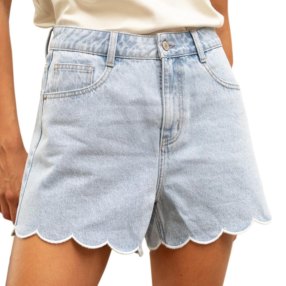 Short Bleu Femme Oraije Fleur pas cher