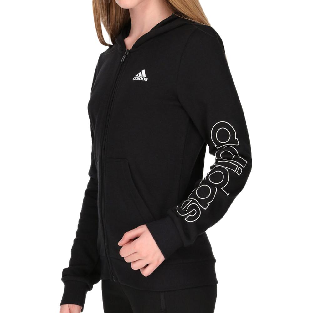 Sweat Noir Fille Adidas G Lin Fz Hd pas cher