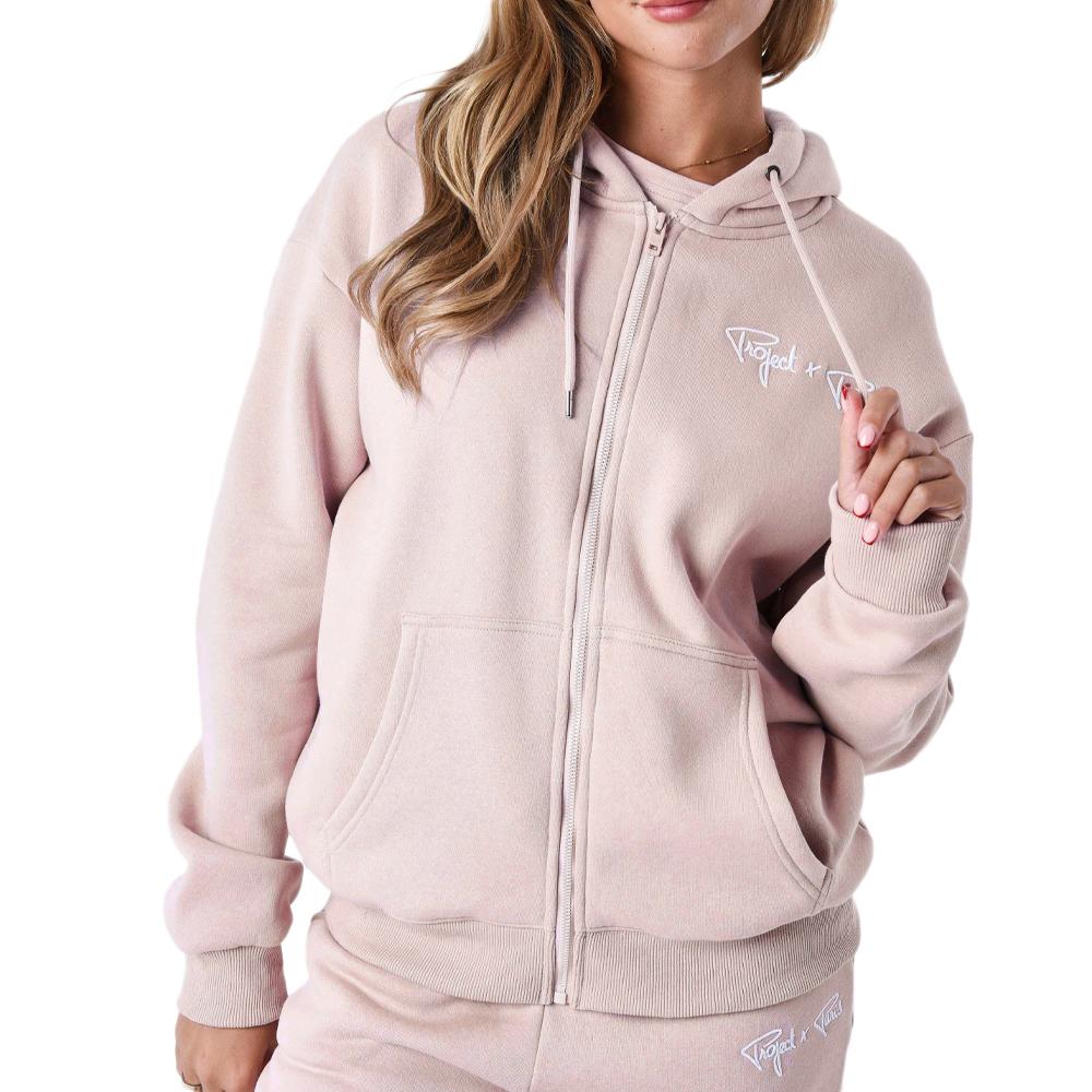 Sweat Zippé Rose Femme Project X Paris Basic Full Logo pas cher