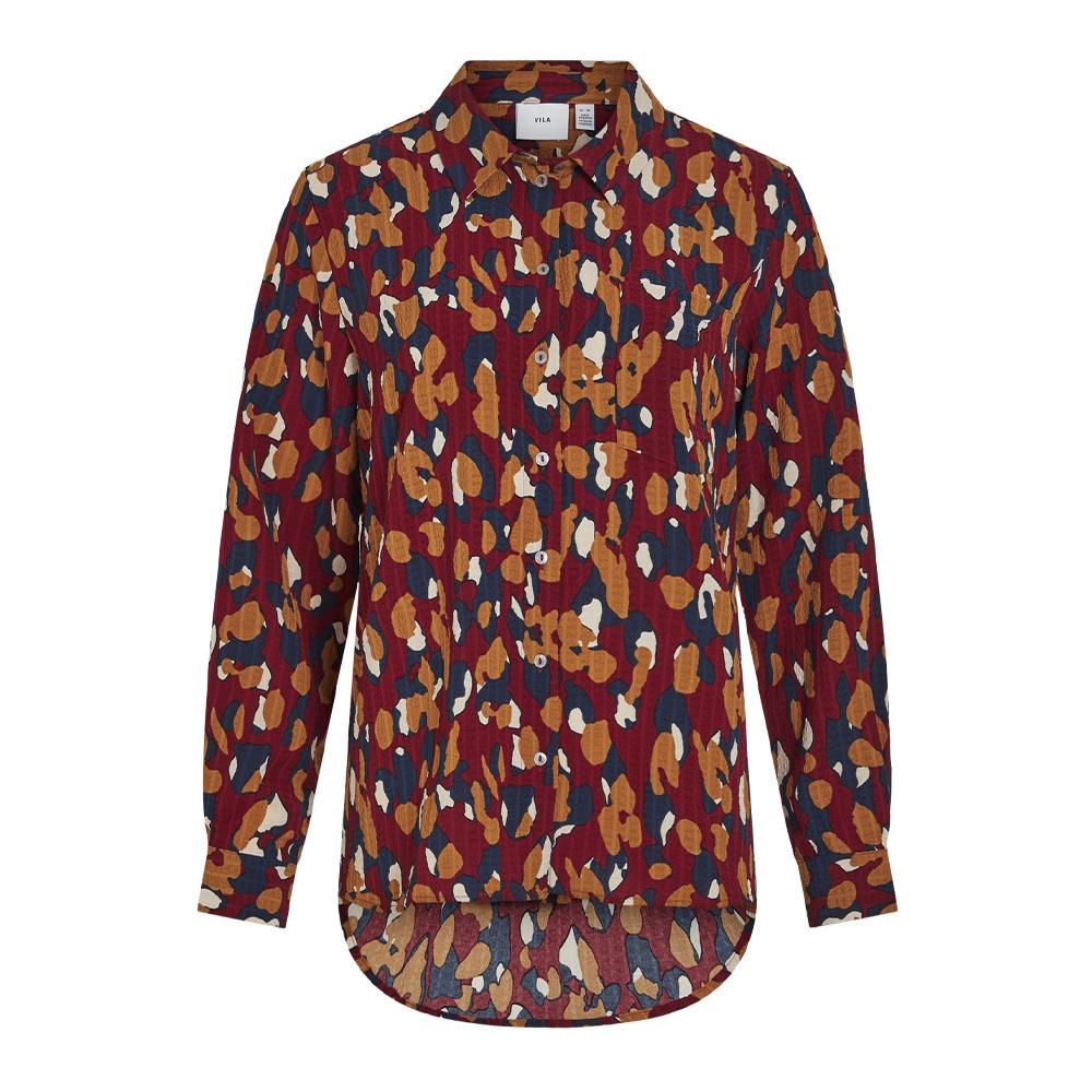 Chemise Bordeaux/Marine Femme Vila Lura pas cher