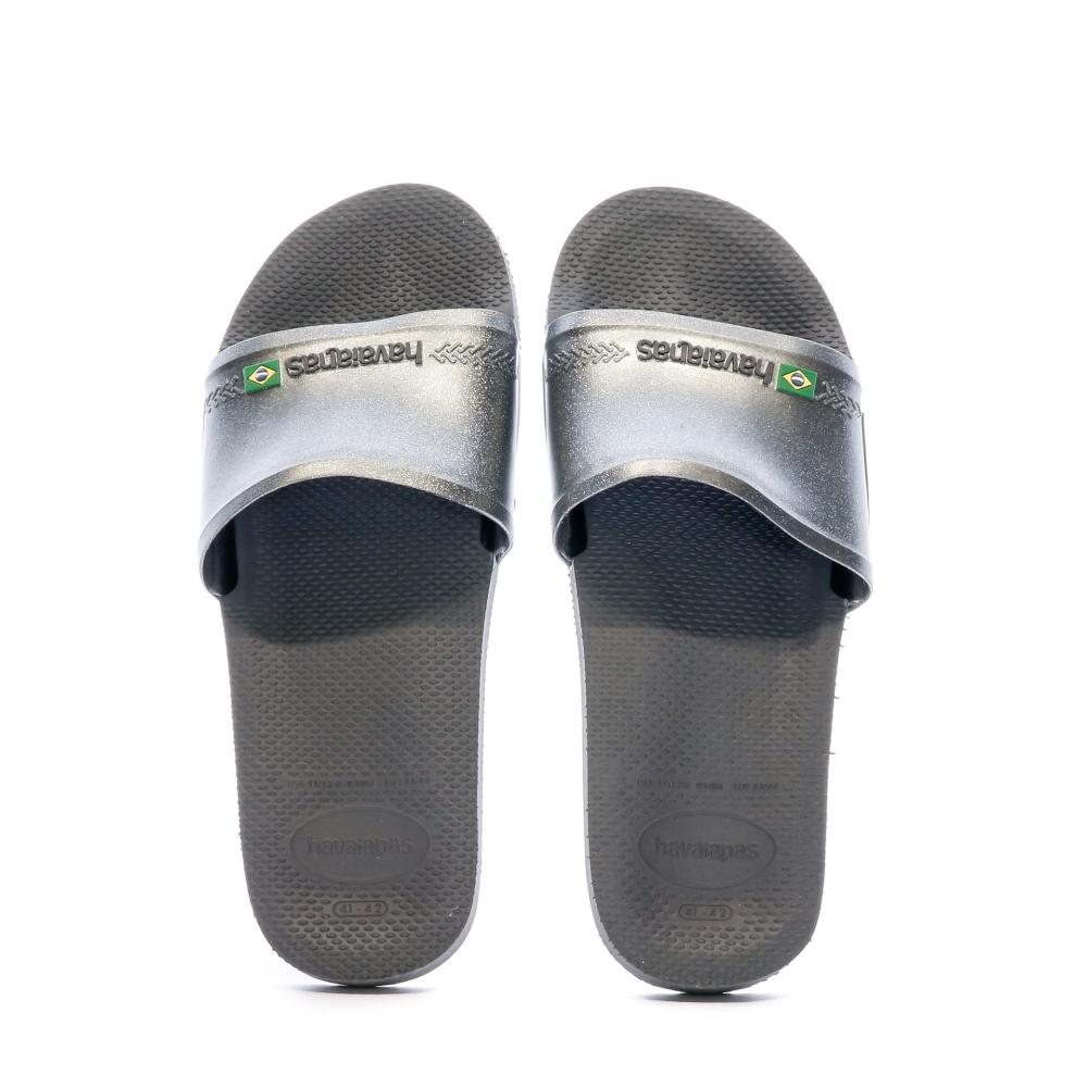 Claquettes Grise Homme Havaianas Slide Brasil vue 3