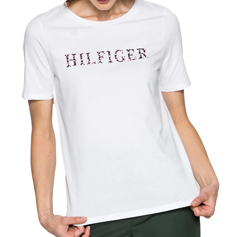 T-shirt Blanc Femme Tommy Hilfiger Reg Feather pas cher