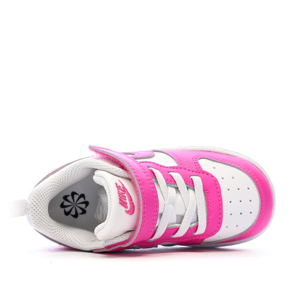 Baskets Rose/Blanc Enfant Nike Court Borough Low Recraf vue 4