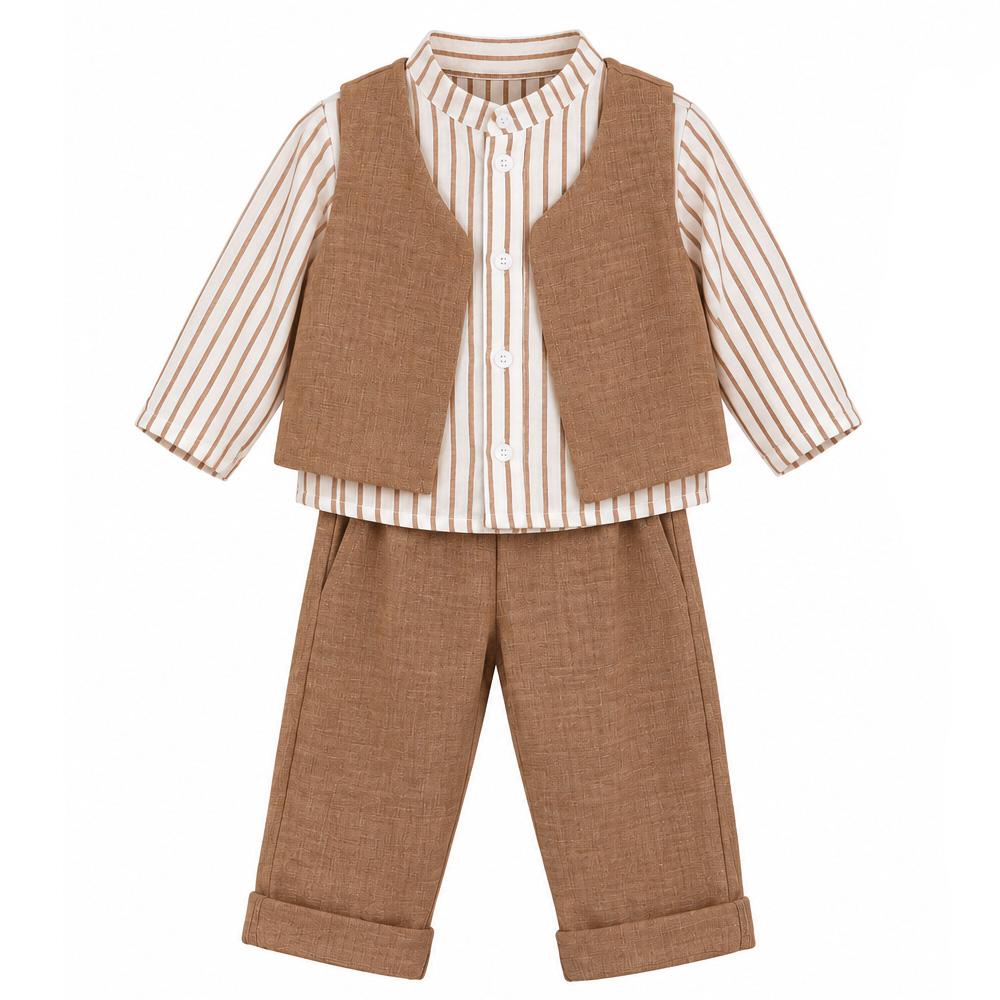 Ensemble Blanc/Camel Garçon P'tit Mome Lucas pas cher