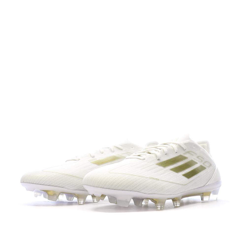Chaussures de Foot Blanc/Doré Homme Adidas F50 PRO FG vue 6