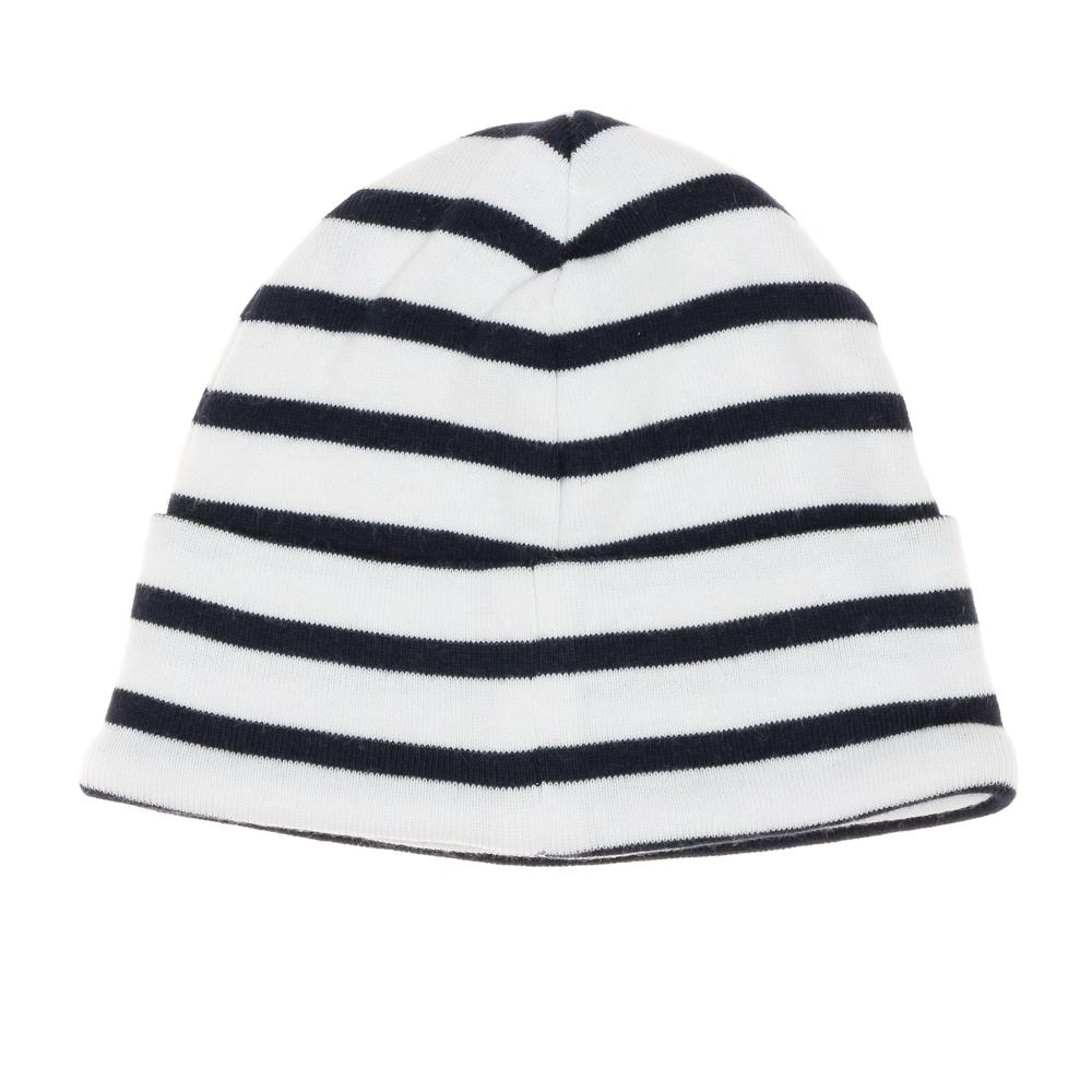 Bonnet à Rayure Blanc/Marine Garçon Bébé Elle est ou la mer Mousqua vue 2