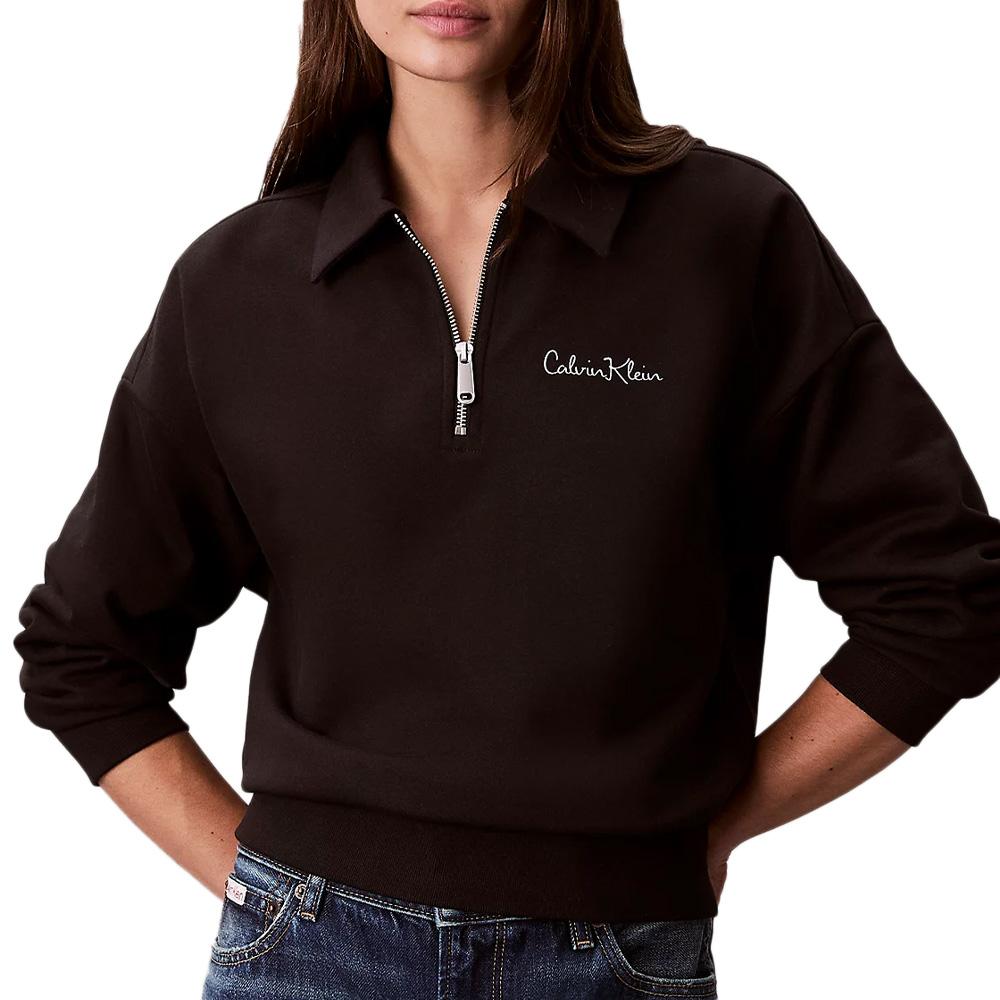 Sudadera Calvin Klein Jeans French Terry Negro Mujer barato