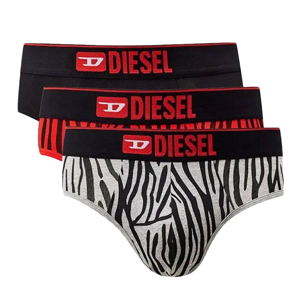 x3 Slip Rouge/Noir/Gris Homme Diesel Andre pas cher