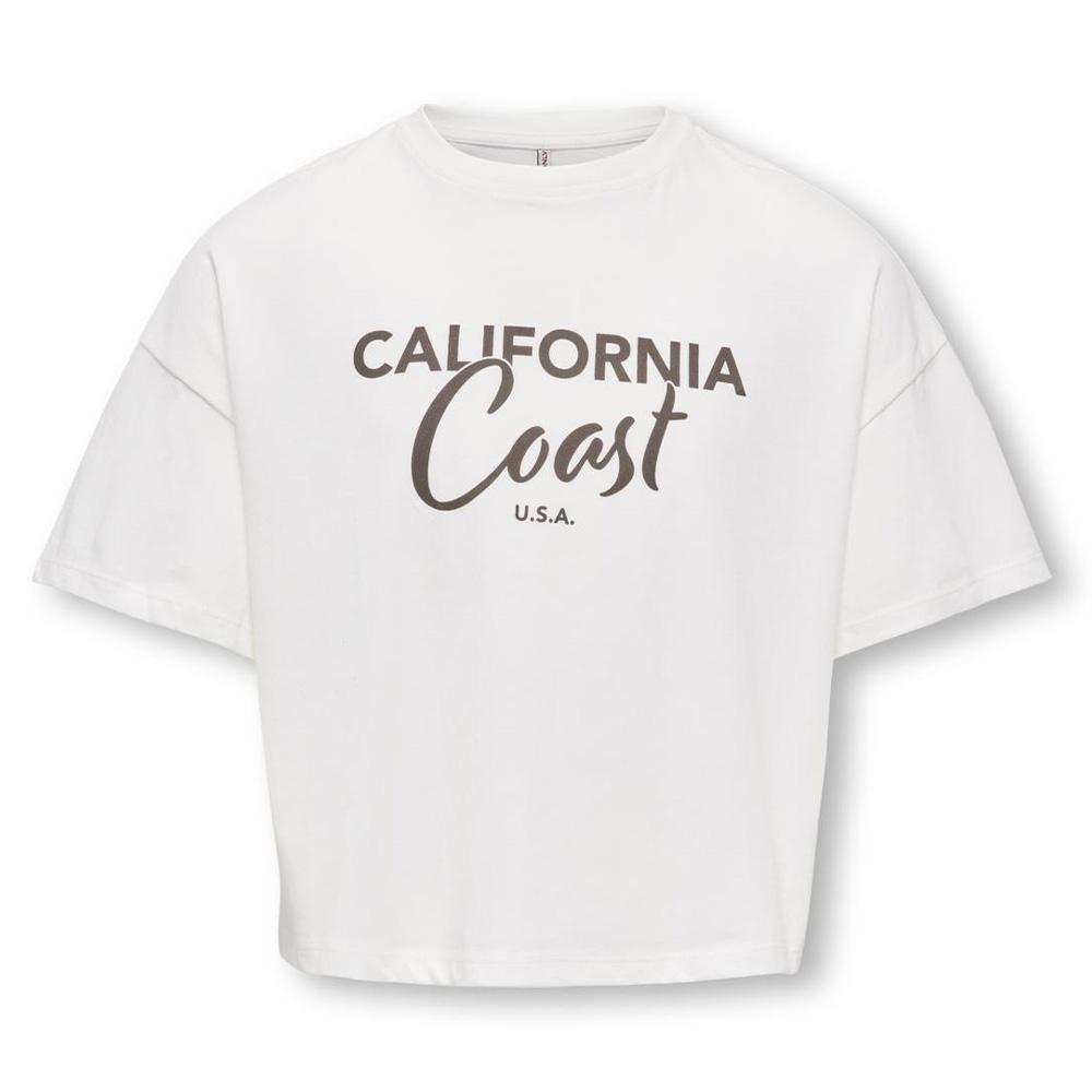 T-Shirt Blanc/Marron Fille Kids ONLY Olivia pas cher