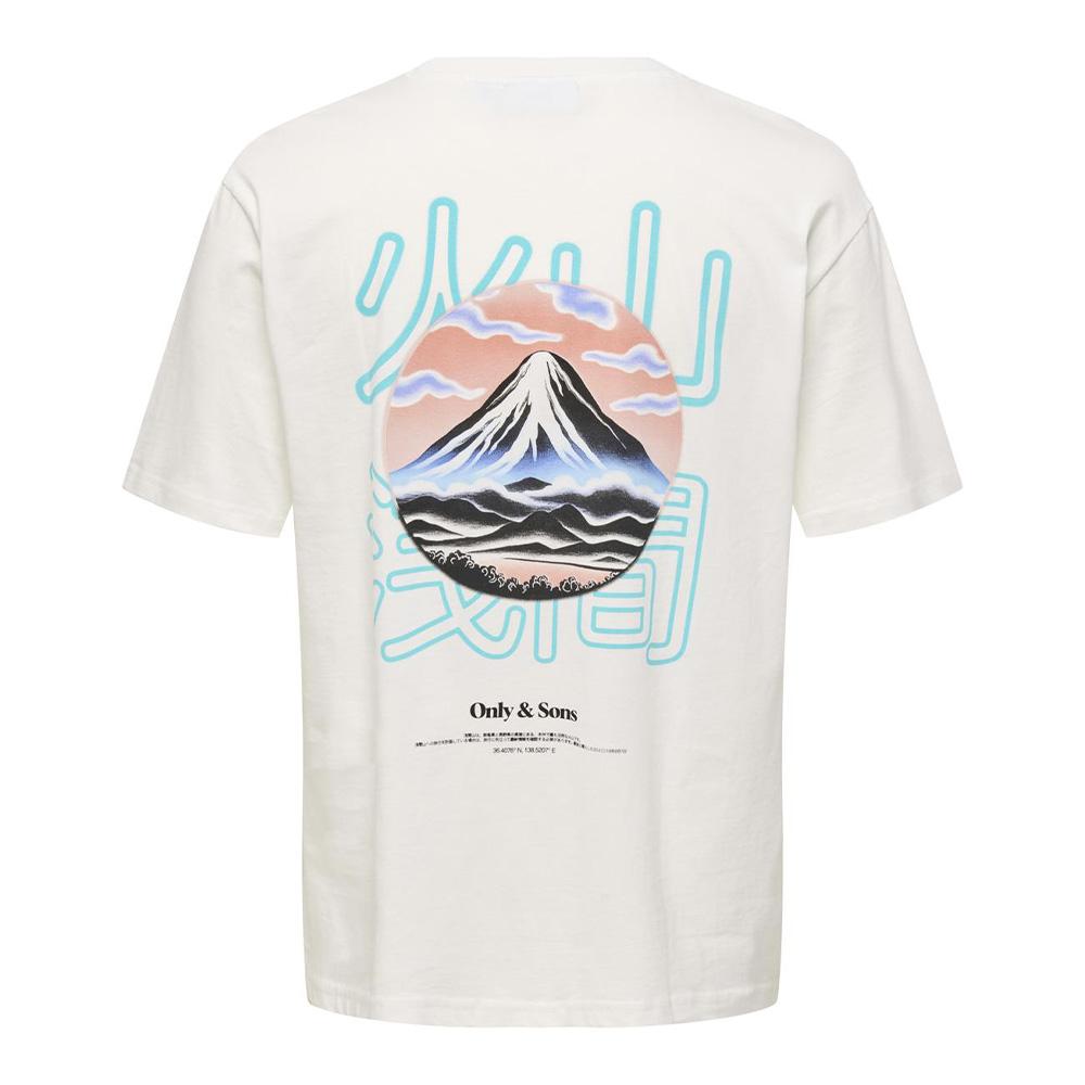 T-Shirt Blanc/Bleu Homme Only & Sons Mountain vue 2