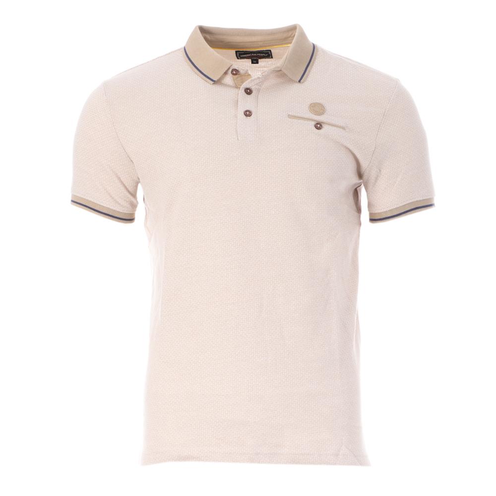 Polo Beige Homme American People Pit pas cher