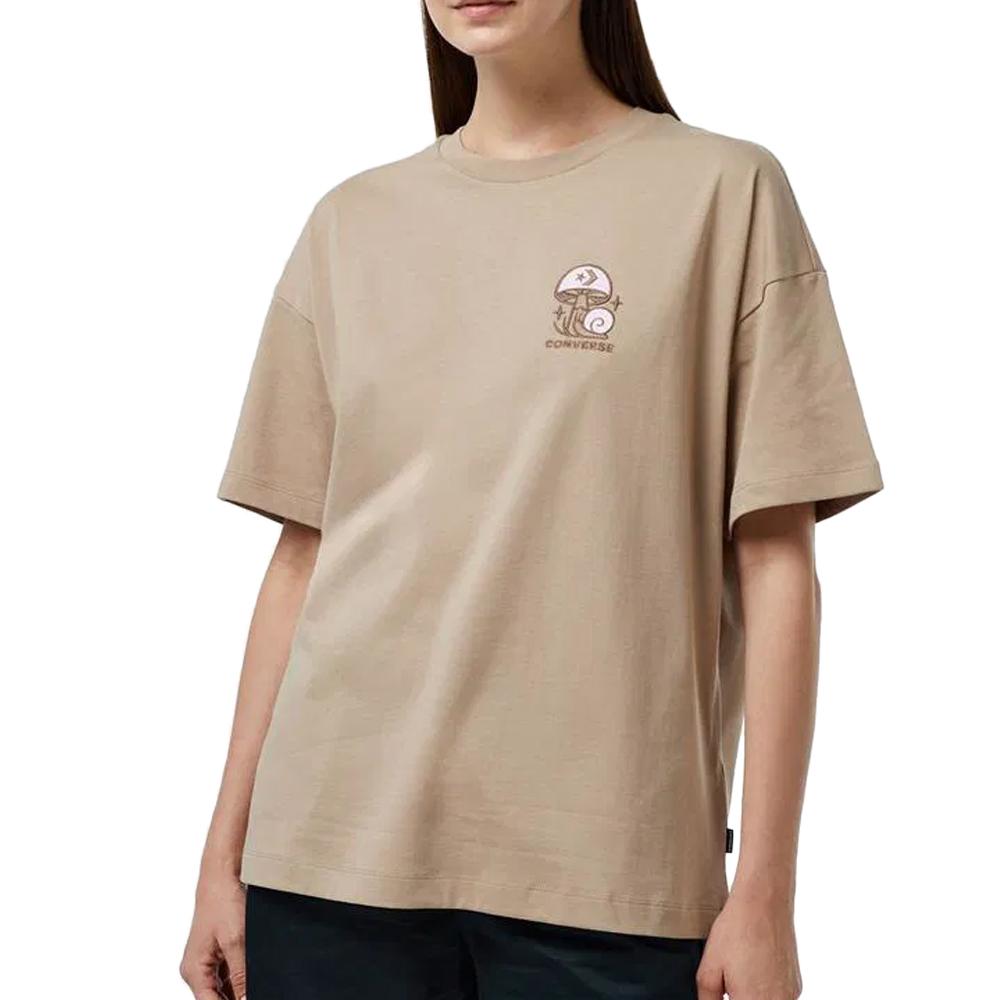 T-shirt Marron Clair Mixte Converse Mushroom pas cher
