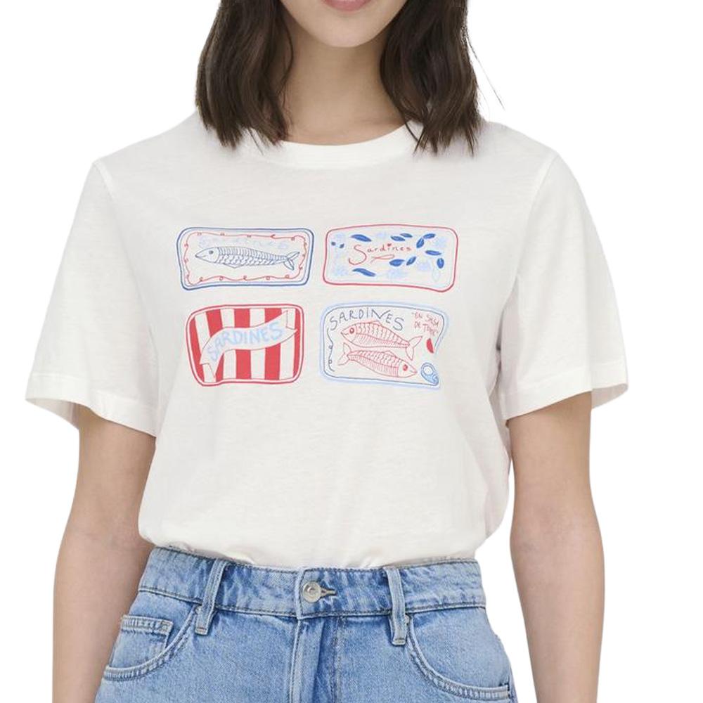 T-Shirt Blanc/Rouge/Bleu Femme JDY CDS pas cher