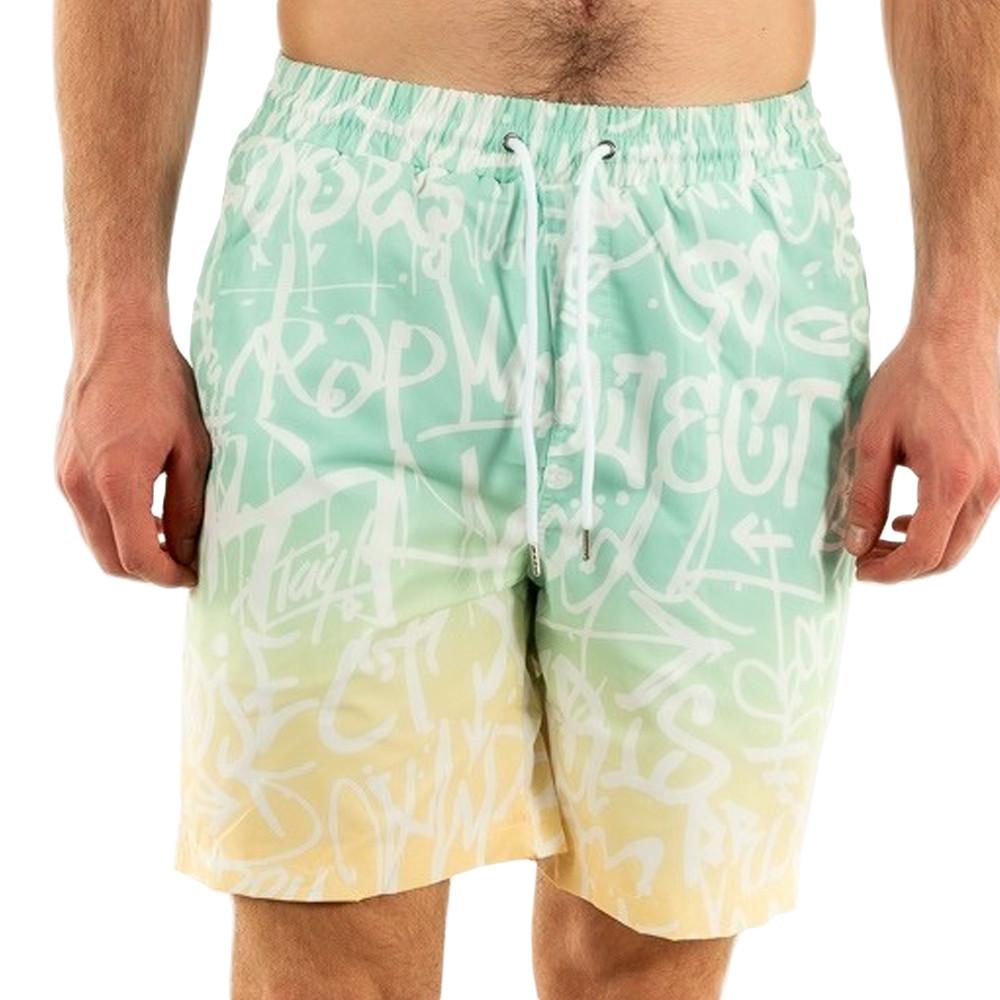 Short de Bain Vert Homme Project X Paris Graffiti dégradé pas cher