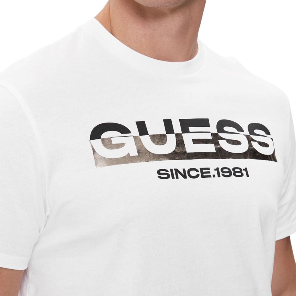 T-shirt Blanc Homme Guess Foil vue 3
