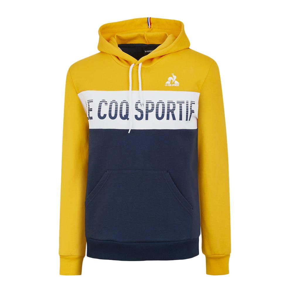 Sweat Marine/Jaune Homme Le Coq Sportif Hoody pas cher
