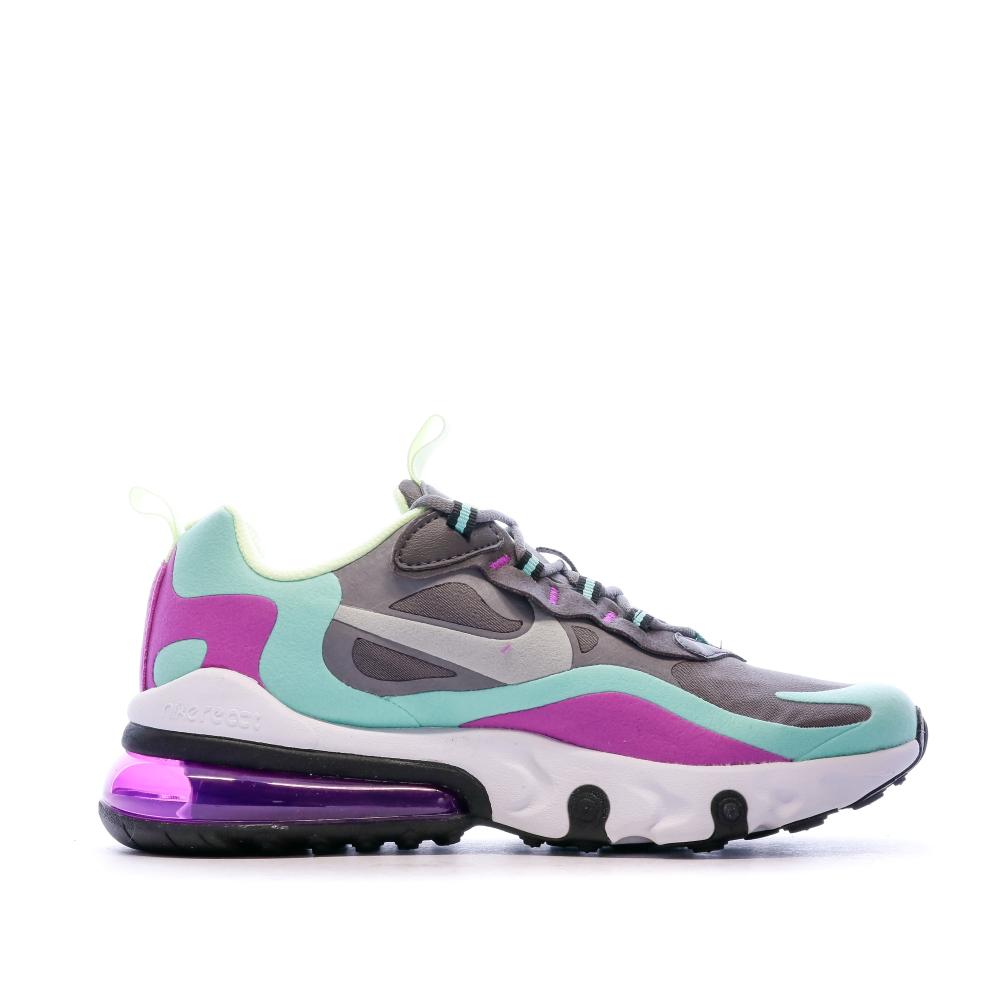 Air Max 270 React Baskets Gris Vert Violet femme Nike vue 2