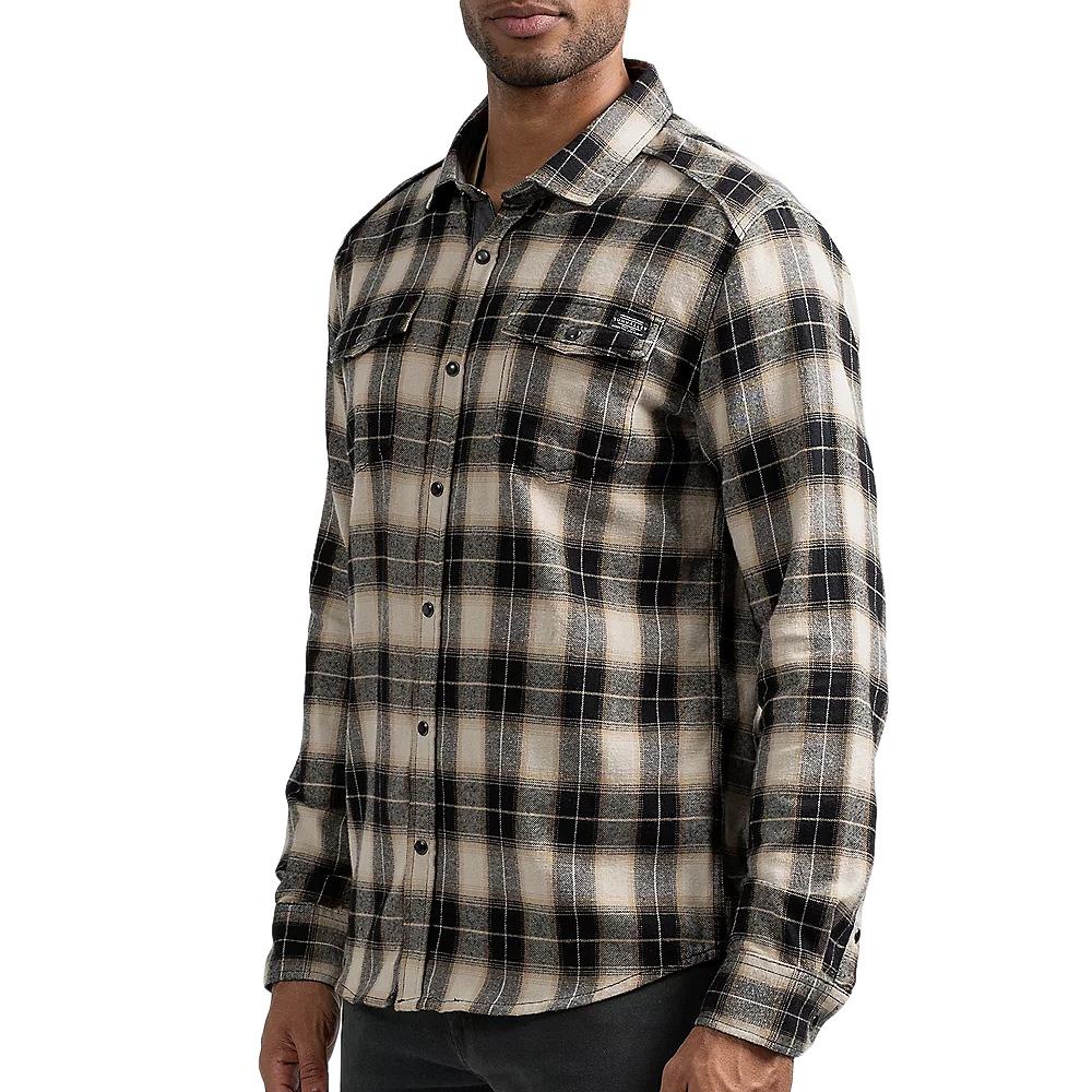 Chemise Manches Longues Beige/Noir Homme Sun Valley ABEE pas cher