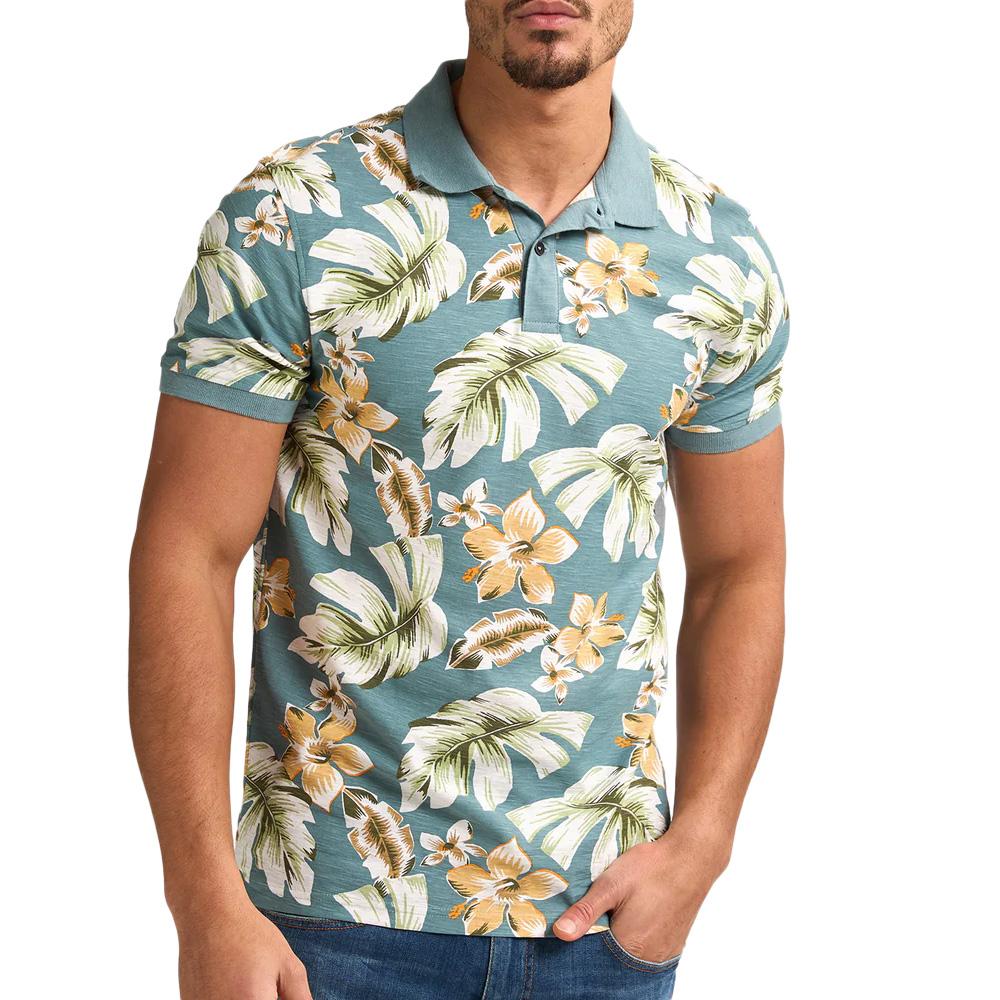 Polo Bleu à Motifs Homme Petrol Industries POL908 pas cher