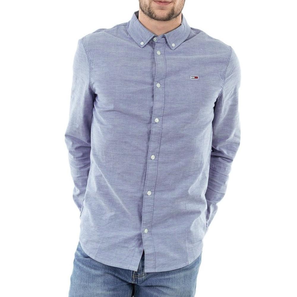 Chemise Bleu Homme Tommy Jeans Slim Stretch Oxford pas cher