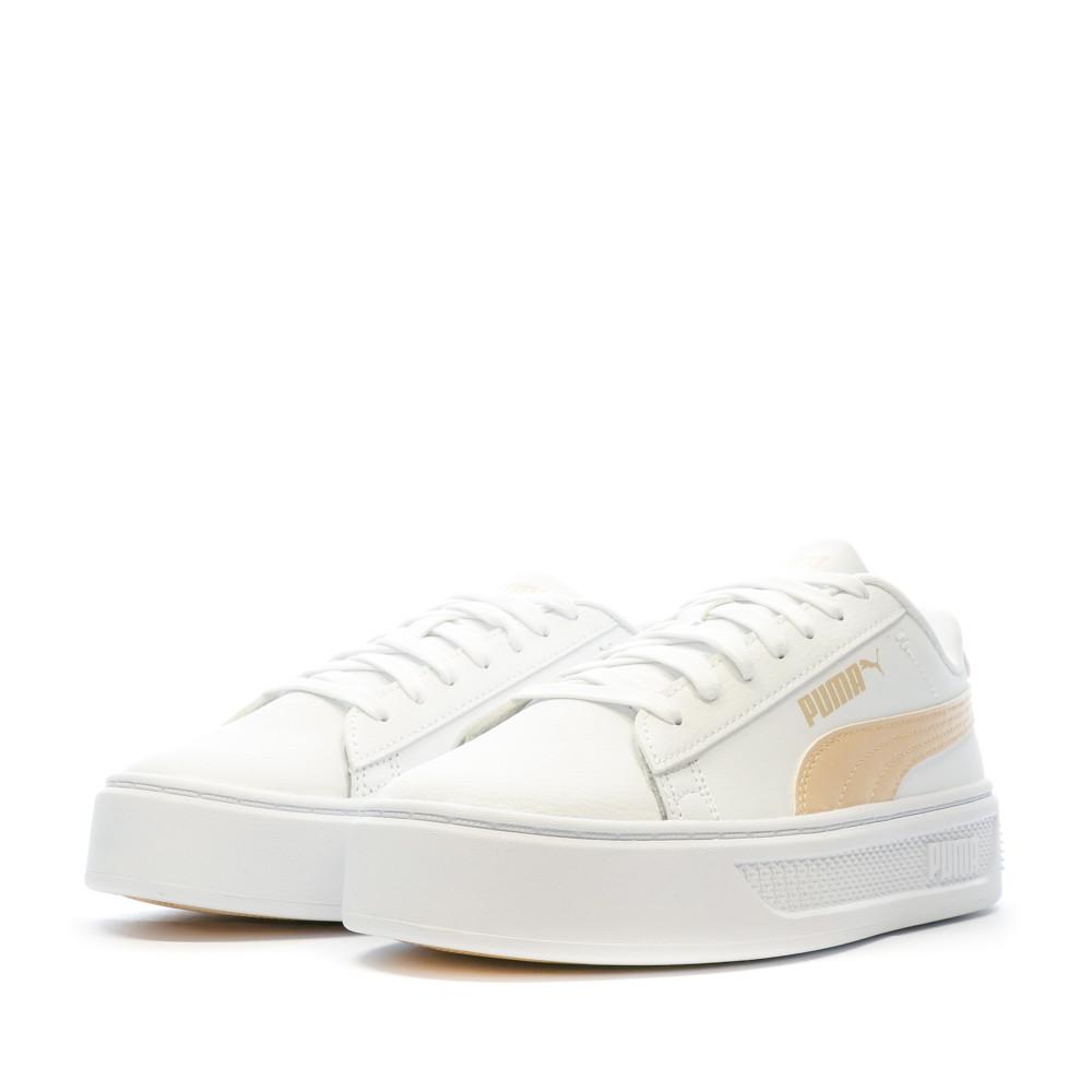 Baskets Blanches/Beige Femme Puma Smash Platform V3 vue 6