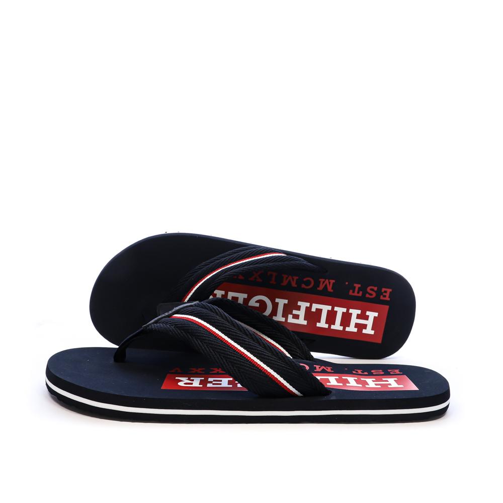 Tongs Noires Homme Tommy Hilfiger Corporate pas cher