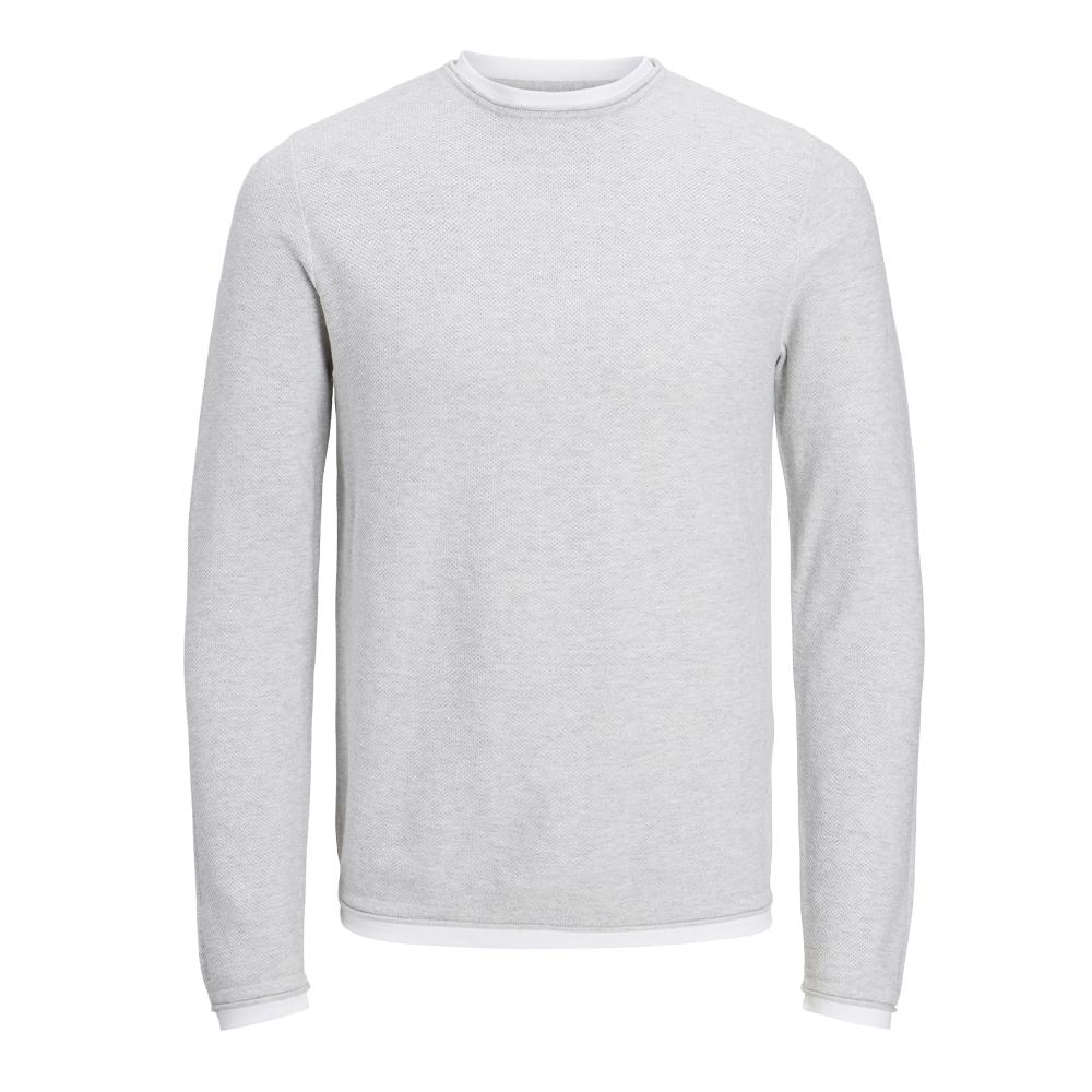 Pull Gris Homme Jack & Jones Twinn Knit pas cher