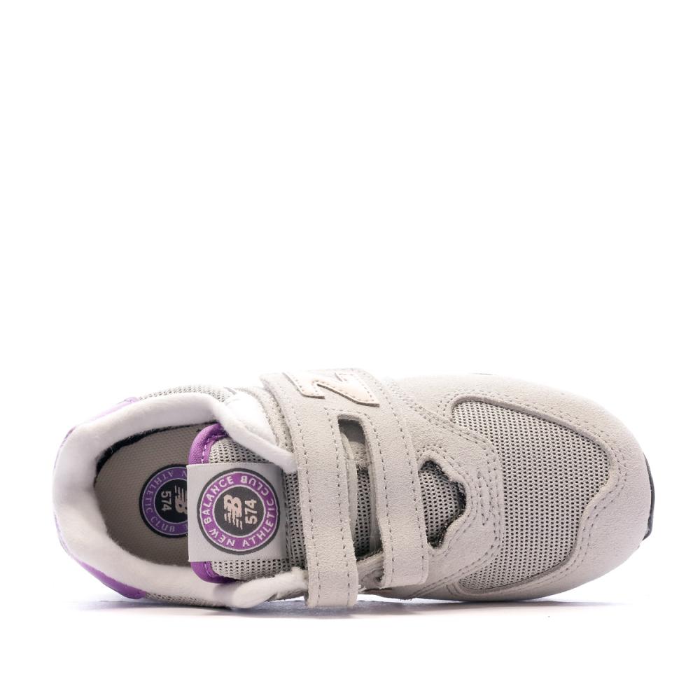 Baskets Grise/Rose/Violette Fille New Balance PV574 vue 4