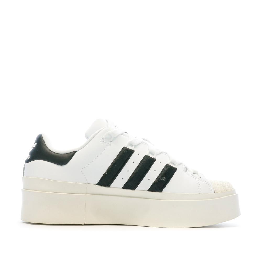 Baskets Blanches/Noir Femme Adidas Superstar Bonega vue 2
