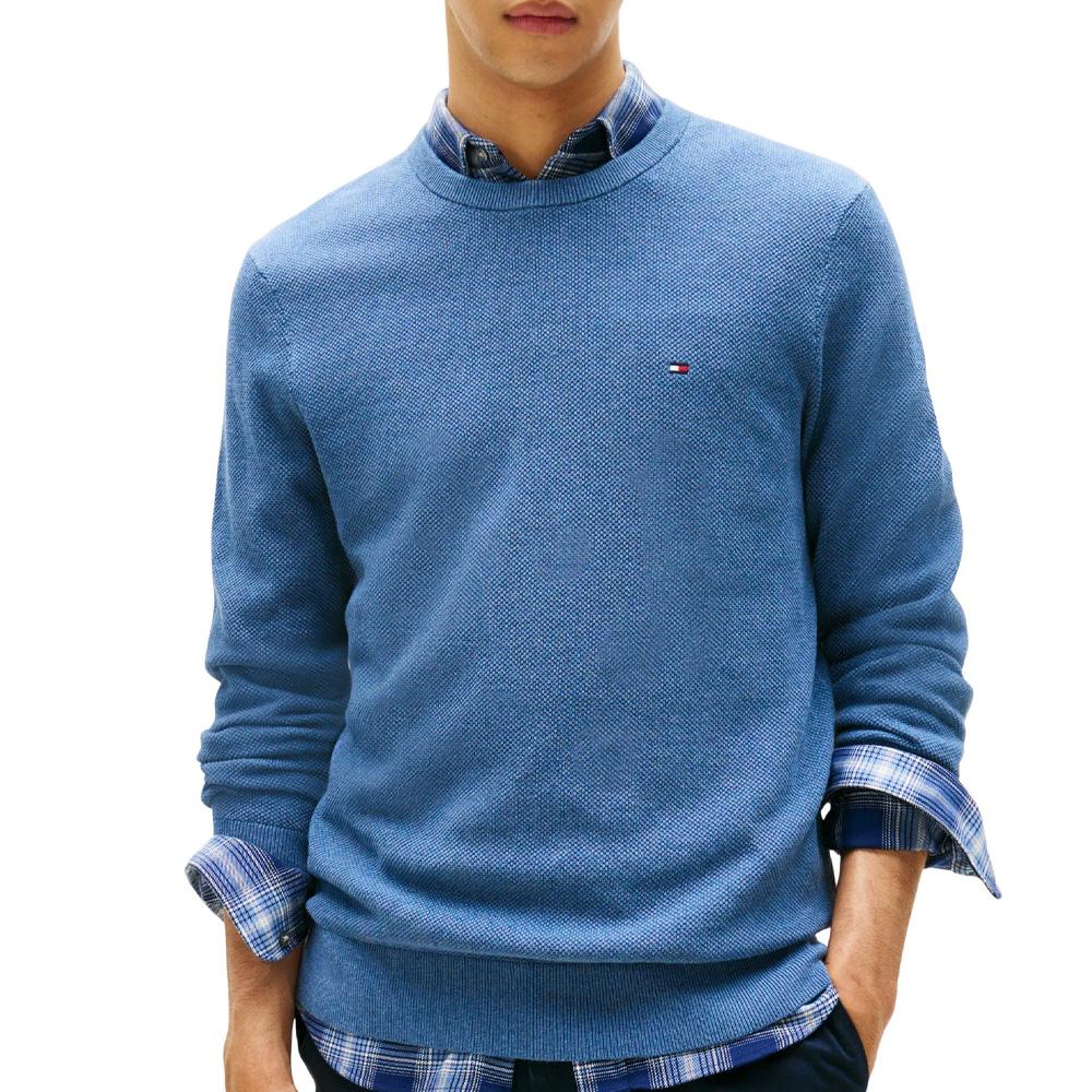 Pull Bleu foncé Homme Tommy Hilfiger Structure pas cher