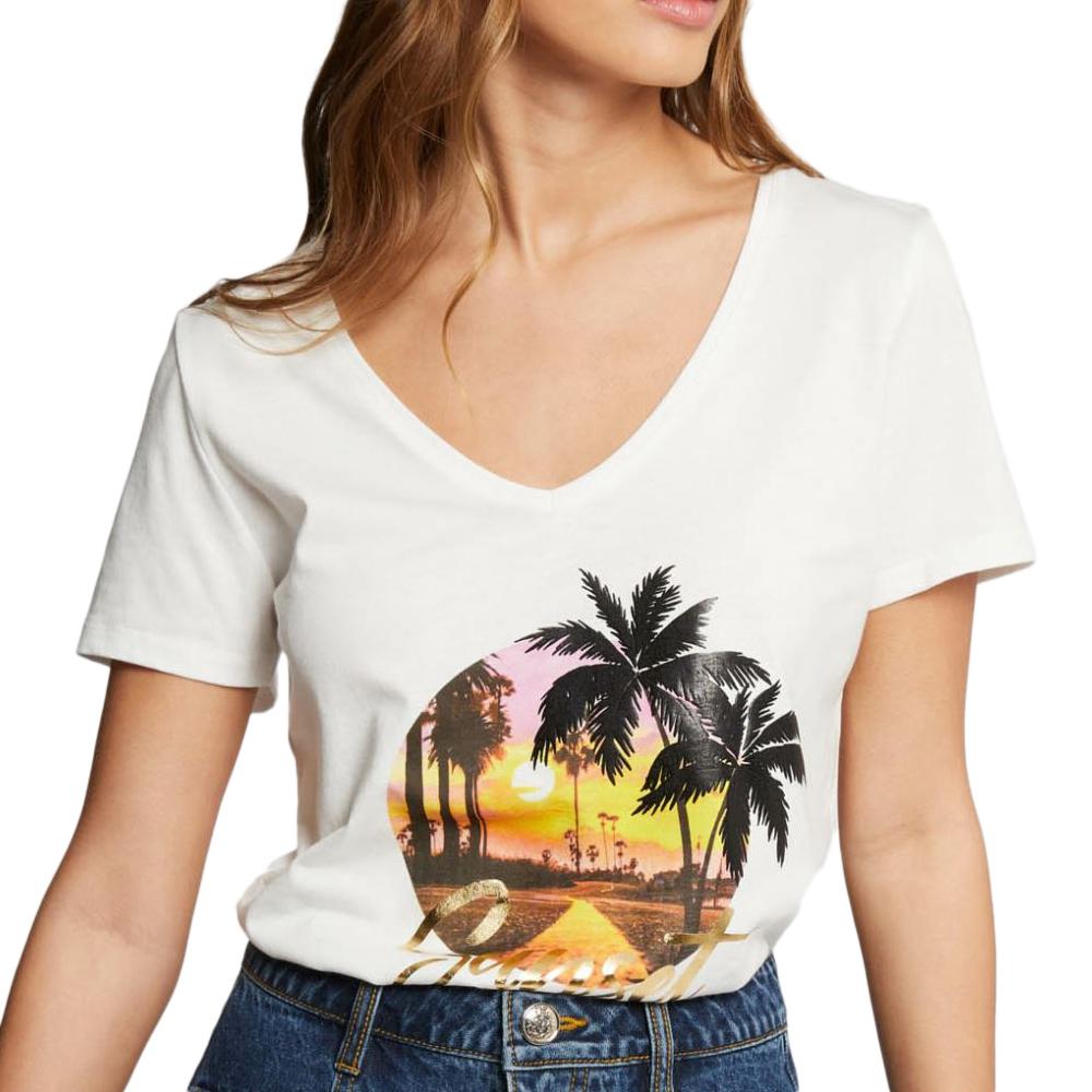 T-shirts Blanc Femme Morgan Serigraphie 241 DVEGAS pas cher