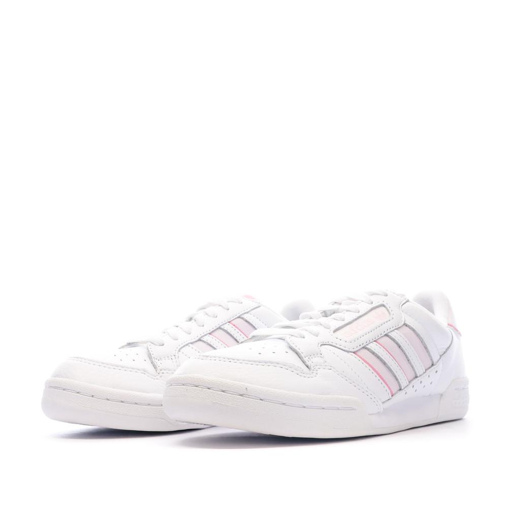 Baskets Blanches/Rose Femme Adidas Continental 80 Stripes vue 6
