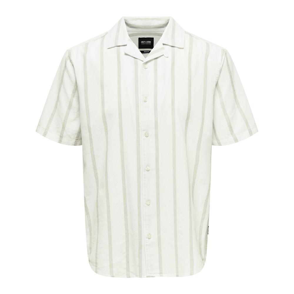 Chemisette Blanche/Vert Homme Only & Sons Stripe pas cher