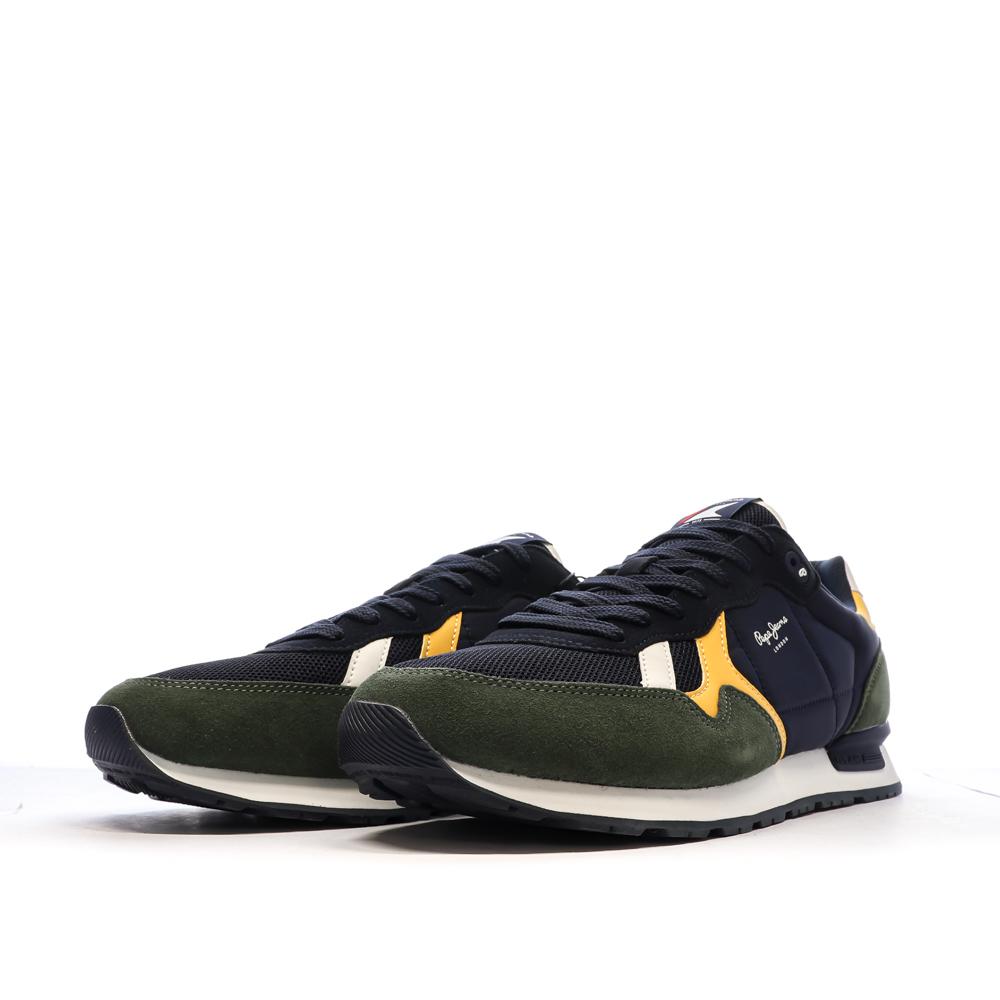 Baskets Marine/Kaki/Jaune Homme Pepe jeans Brit Heritage vue 6