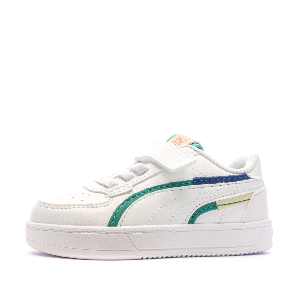Baskets Blanches/Vert/Marine Garçon Puma Caven 2.0 Ready pas cher