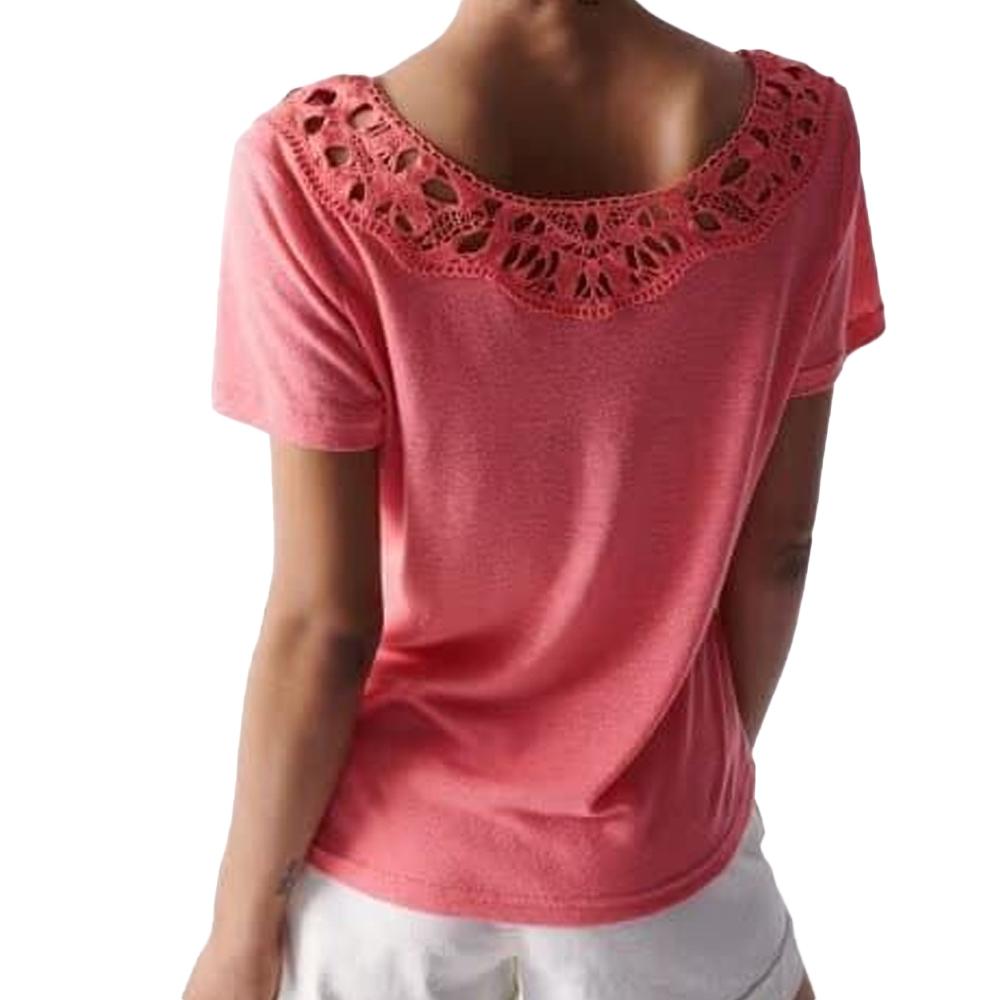 T-shirt Rose Femme Salsa Lace Trimmed vue 2