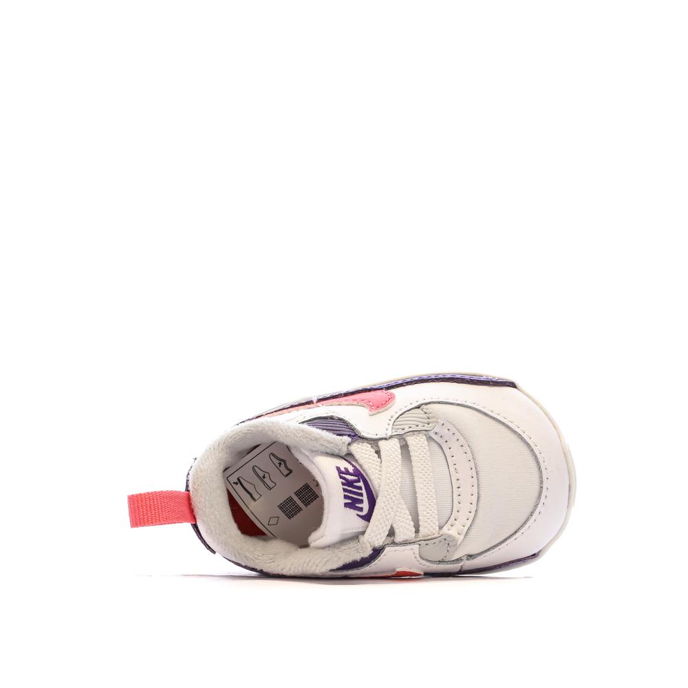 Baskets Blanches/Violet Garçon Nike Max 90 vue 4