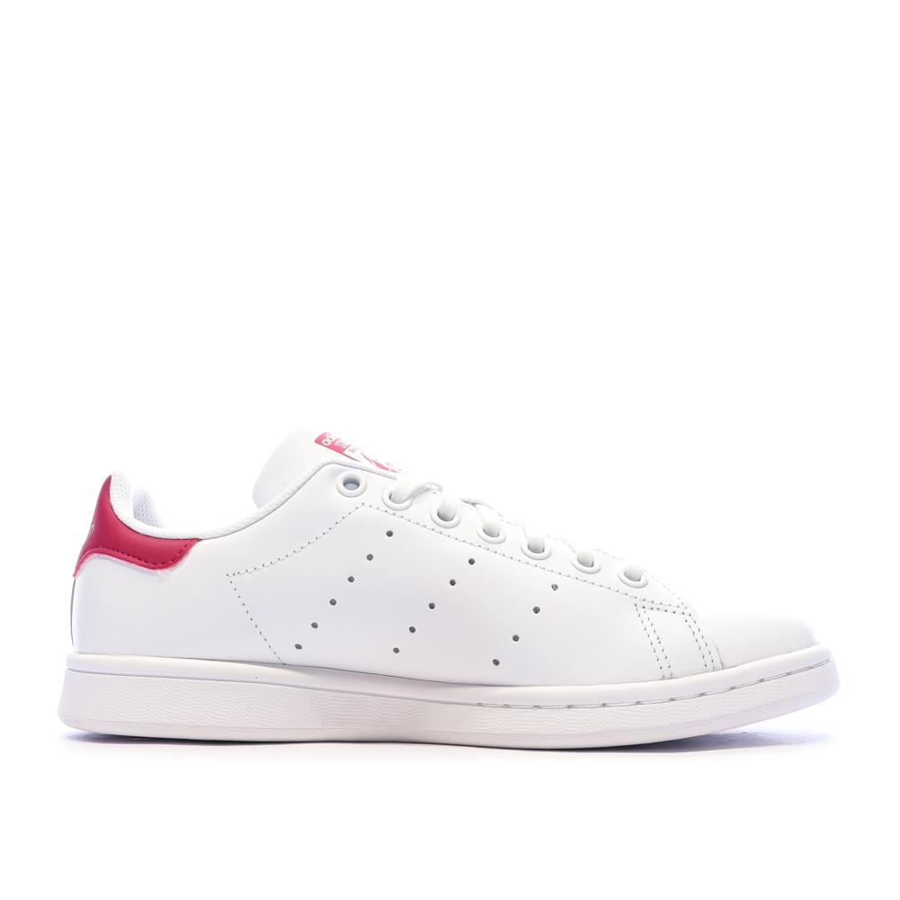 Baskets Blanches/Roses Fille Adidas Stan Smith vue 2
