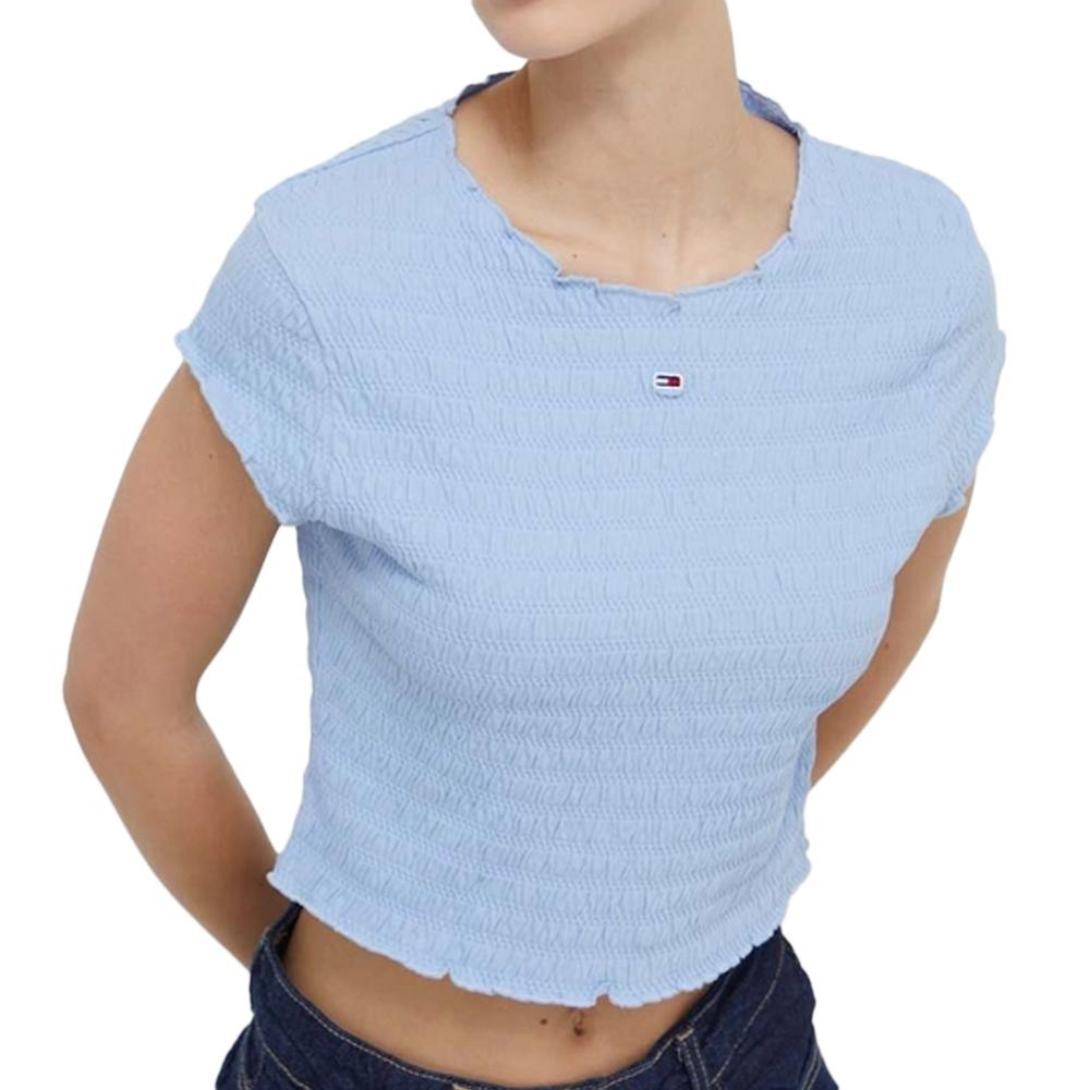 T-shirt Bleu Femme Tommy Hilfiger Smock pas cher