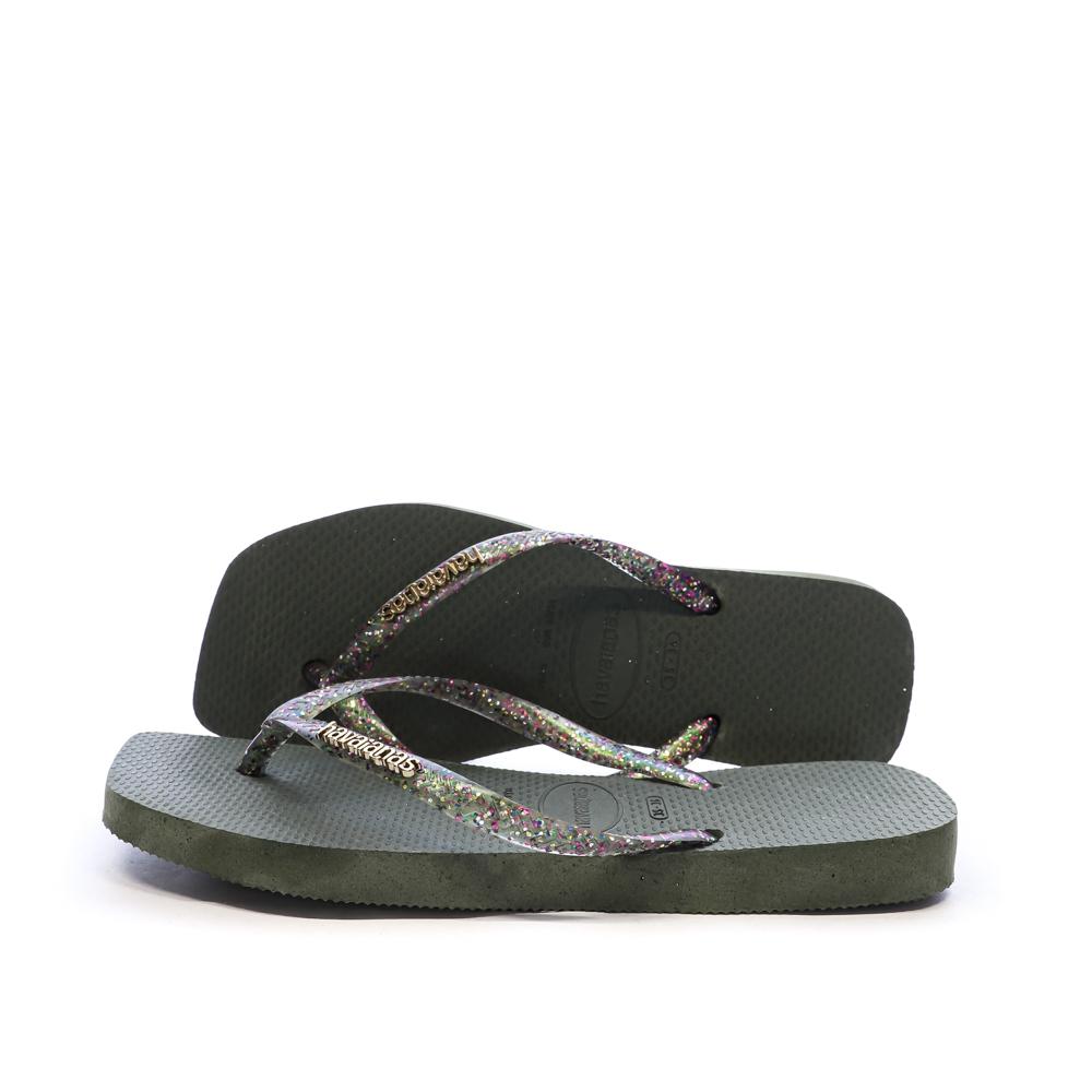 Tongs Kaki Femme Havaianas Hav Square Logo pas cher