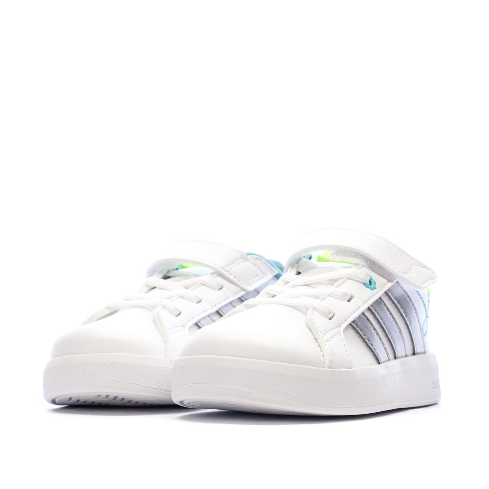 Baskets Blanc/Argent Enfant Adidas Grand Court vue 6