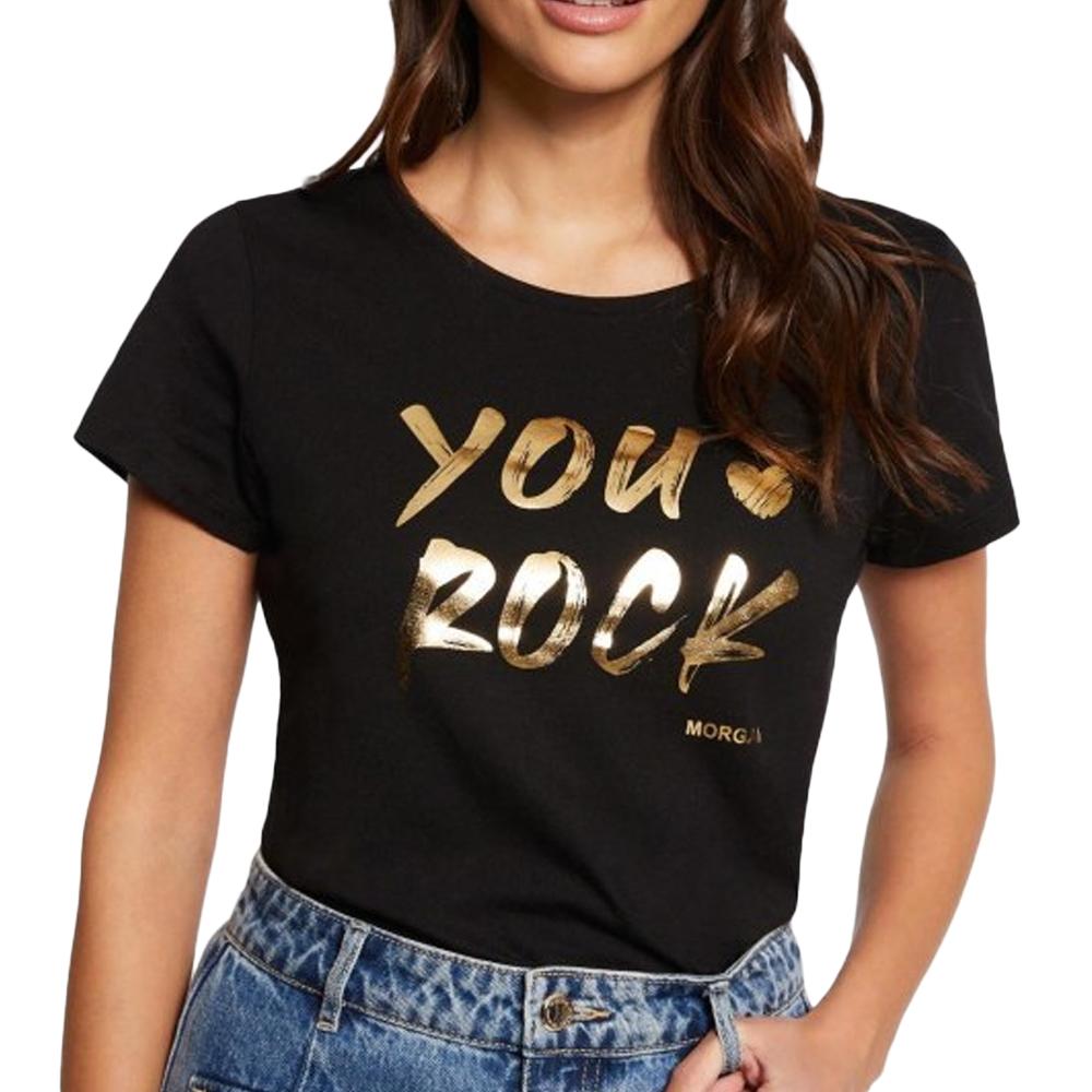 T-shirt Noir/Doré Femme Morgan Dyou pas cher