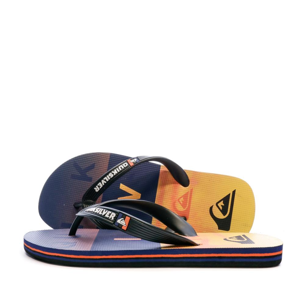 Tongs Bleu/Orange Garçon Quiksilver Molokaï Wordblock pas cher