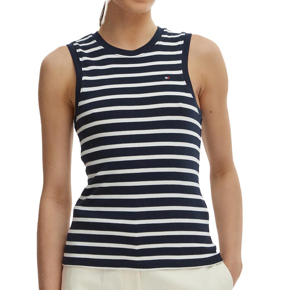 Débardeur Marine/Blanche Femme Tommy Hilfiger Slim Cody pas cher